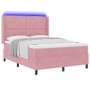  Box Spring Seng med Madrass & LED Rosa 140x190 cm Fløyel
