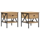  Nattbord 2 stk Håndlaget Eik 40x42x45 cm Konstruert Tre