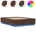  Sengeramme med LED-lys brun eik 120x200 cm konstruert tre 8721012273597