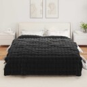  Faux kaninullteppe 4 pcs Svart 220 x 240 cm Polyester