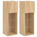  TV benker med LED lys 2 stk sonoma eik 30,5x30x90 cm
