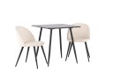 Polar Spisegruppe 75 cm Kvadratisk med 2 Velvet stoler   Sort/Beige