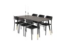 Venture Design Dipp & Polly spisegruppe Svart/svart 6 st stoler & bord 180 x 90 cm