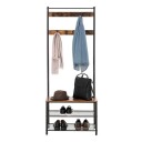 Garderobestativ med benk og skohylle i industriell design   177 cm