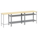  Arbeidsbenksett med hylle 3 deler Beige/Grå