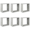 vidaXL Vegghyller kubeformet 6 stk betonggrå 30x15x30 cm