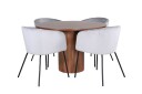 Venture Design Bianca & Berit spisegruppe Grå/valnøtt 4 stoler & bord 110 cm