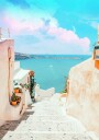 Dreamy Aegean Stairway Plakat / 50x70