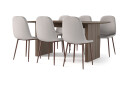 Bark Richeto Spisebord Røkt Eik 180 cm valnøtt + 6 stk Naira stol beige med valnøttben   Brun/Beige