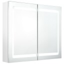 vidaXL LED-speilskap til bad blank hvit 80x12x68 cm