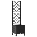 vidaXL Hageplanter med espalier og hjul Svart 40 x 40 x 146 cm PP