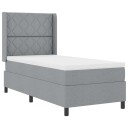  Box Spring Seng med Madrass og LED Lys Lys Grå 90x200 cm Stoff