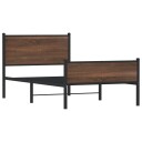  Sengeramme i metall med hode- og fotgavl brun eik 100x190 cm 8721102955396