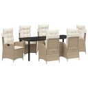 7-delt hagespisesett med puter beige poly-rav