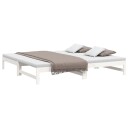 vidaXL Uttrekkbar dagseng hvit 2x(90x200) cm heltre furu