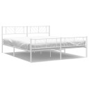 vidaXL Sengeramme i metall med hode- og fotgavl hvit 193x203 cm 8721012190313
