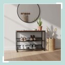 Skohylle med justerbare metallhyller – plassbesparende design