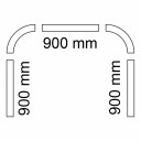 Habo Dusjforhengskinne Rettvegg 90x90x90cm med Takfeste Hvit / 90x90cm