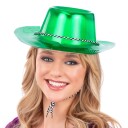 Cowboyhatt i plast grønn Metallic - One size