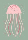 Cute Jellyfish Illustration Plakat Plakat / 100x150cm