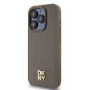 DKNY Lær MagSafe-etui med metallogo for iPhone 14 Pro - Brun