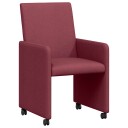 Spisebordsstoler med hjul 2 pcs Vinrød 57 x 66 x 94 cm stoff
