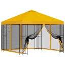 vidaXL Hagepaviljong med sidevegger 3 x 3 m Gul Polyester og stål