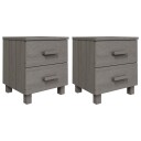 vidaXL Nattbord HAMAR 2 stk lysegrå 40x35x44,5 cm heltre