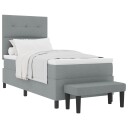  Box spring seng med madrass & benk lys grå 100x200 cm stoff