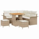  8-delt hagesofa sett med beige puter poly rotting og akasie