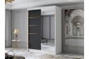 Lungos Garderobe med Speil 120x200 cm - Svart/Hvit
