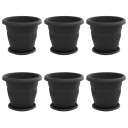 vidaXL Plantepotter 6 pcs Svart Ø 26 x 21.5 cm Plast