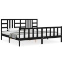 vidaXL Sengeramme med hodegavl svart 200x200 cm heltre