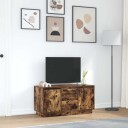TV benk med LED lys røkt eik 100x41x50 cm