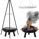 Bålpanne med justerbar grillrist på stativ