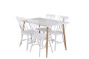 Venture Design Polar & Lönneberga spisegruppe Hvit/hvit 4 st stoler & bord 120 x 75 cm