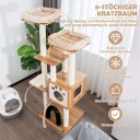 Cwy 176 cm 6 Lags Skrapestolpe Med Koselige Matter Og Cave & Cat Arch Beige