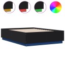  Sengeramme med LED-lys svart 120x190 cm konstruert tre 8721012273894
