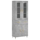 vidaXL Highboard betong grå 69,5x34x180 cm konstruert tre 8720845479398