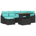 vidaXL Hagesofa Set 7 stk. Svart og teal