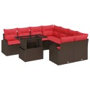 vidaXL Hagesofa Set 9 stk. Brun Poly Rattan
