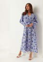 Bubbleroom V neck Flounce Maxi Dress
