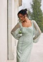 Bubbleroom Occasion Ruched L/S Midi Dress  Aqua 38
