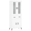 vidaXL Highboard hvit 69,5x34x180 cm konstruert tre 8720845479510