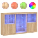 vidaXL Skjenk med LED-lys sonoma eik 181,5x37x100 cm