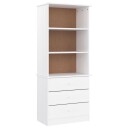 vidaXL Bokhylle med skuffer ALTA hvit 60x35x142 cm heltre furu