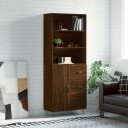 vidaXL Highboard brun eik 69,5x34x180 cm konstruert tre 8720845928117