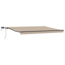 Manuell Uttrekkbar Markise med LED Beige 400x300 cm  Markise Erstatningsstoff for 4x3 m Ramme Beige