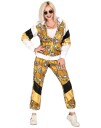 80 Talls Svart/Gullfarget Grilldress med Hodeskaller til Voksen UV GLOW Strl M