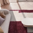 Ryetepper   Begur Natural Cotton Shaggy offwhite/vinrød Størrelse: 160 x 230 cm